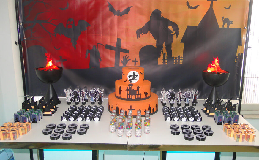 Mesa de bolo Decoração terror